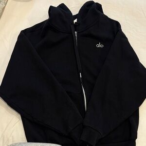 Alo Black Zip-Up Hoodie